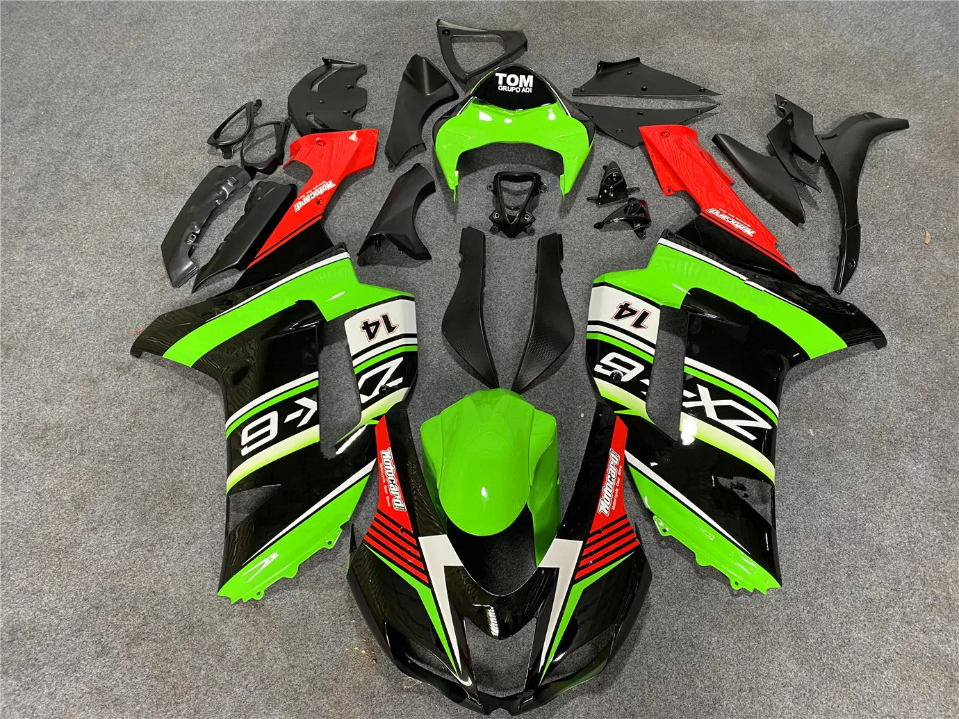 Motorcycle Fairing Kit Suitable for Kawasaki ZX-6R 07-08 636 2007 2008 Body Deflector hood Black Green Red