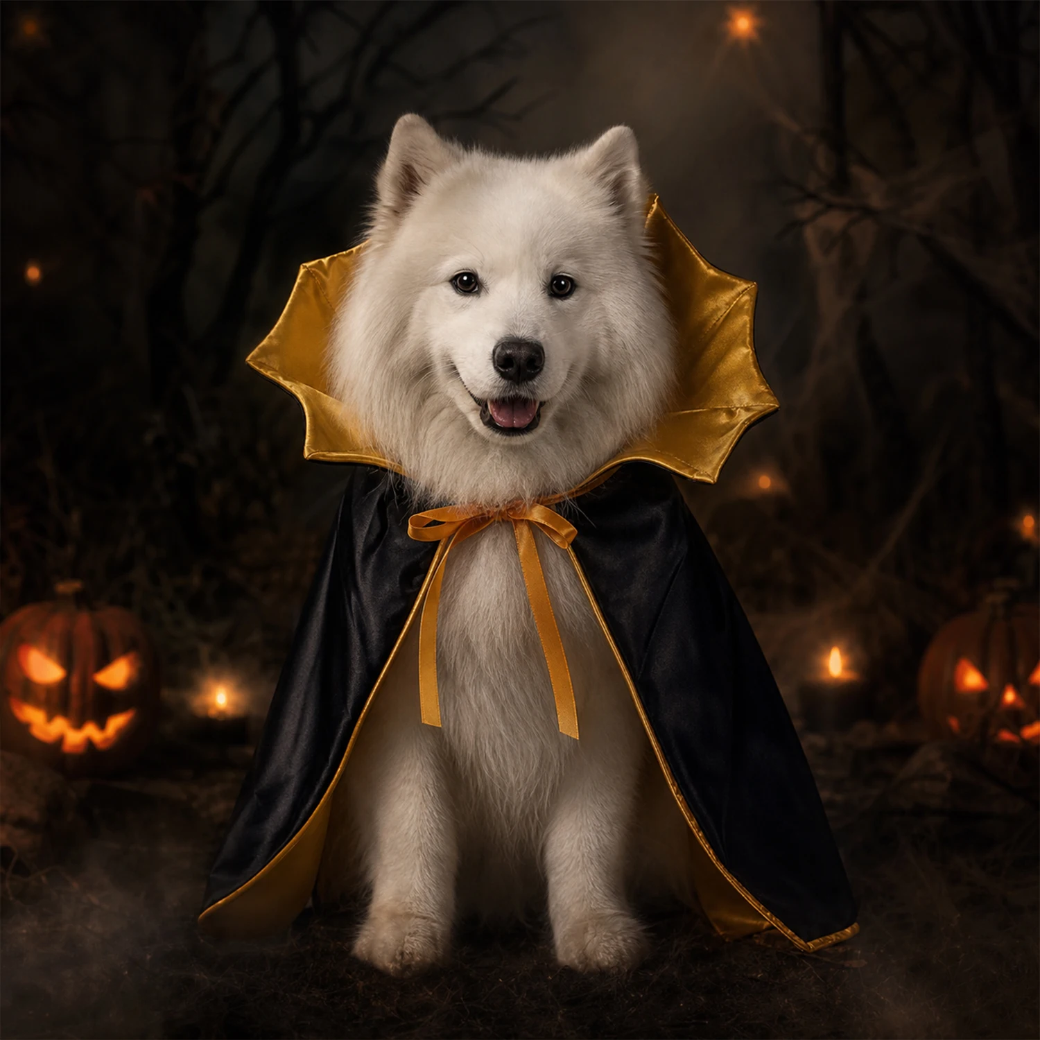 Halloween-Vampirumhang für Katzen und kleine Hunde, schwarzes, orangefarbenes Fledermausflügel-Kostüm für Haustiere, verstellbare, elastische Beinriemen und Bindebänder. – Detail 6