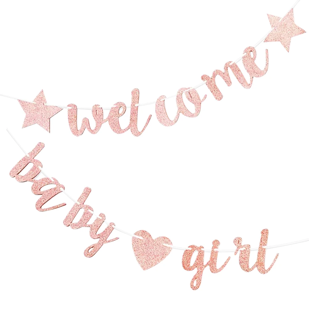 

Welcome Baby Boy Gender Reveal Decoration Bunting Sign Decorations Banner Girl
