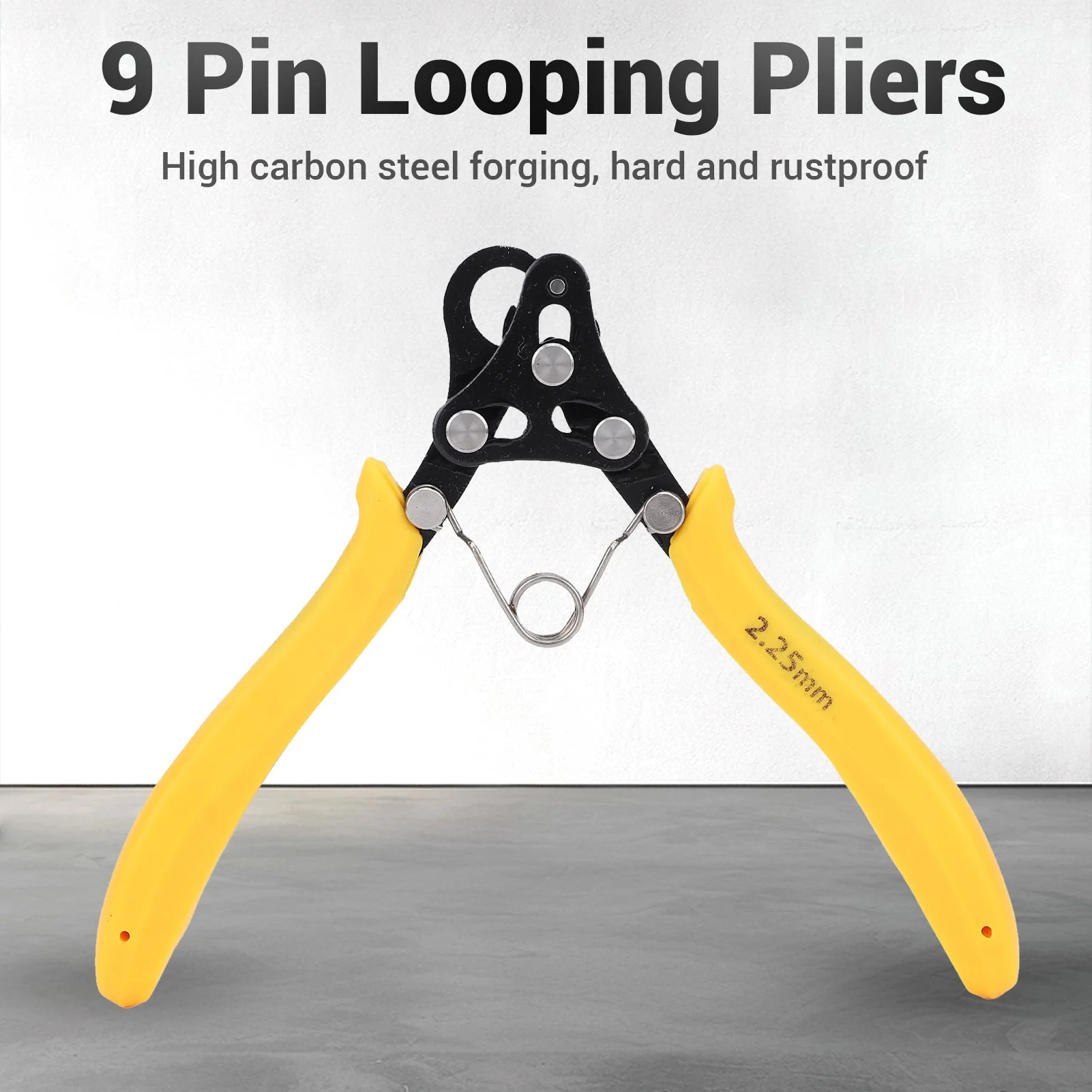 2.25mm One Step Looper 9 Pin Looping Pliers for 18-26 Gauges Craft Wire Golden Silver Copper Iron Winding Yellow Handle