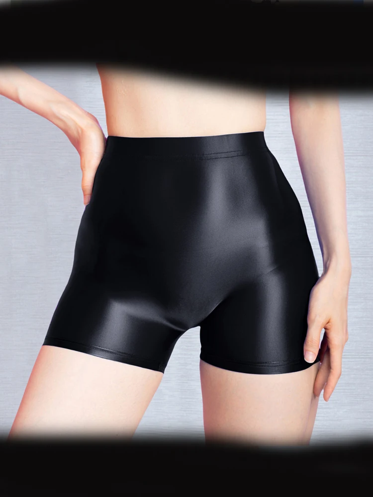 Sexy Women Stain Smooth High Elastic Briefs Candy Color Oil Glossy Shiny Seamless Boxers Seamless Sexy Safety Shorts Underwear