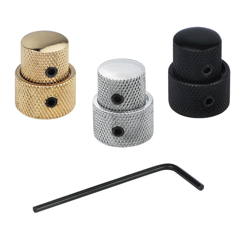 

2 In 1 Dual Concentric Tone Volume Blend Control Knobs Domed Knobs with Allen Wrench for Electric Guitar