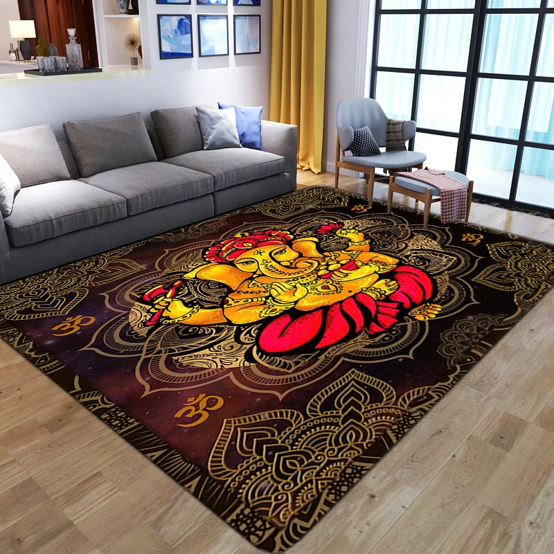 

3D Ethnic Style Elephant Pattern Large Carpets for Living Room Luxury Animal Rugs Bedroom Soft Sponge Washroom Floor Mat Doormat