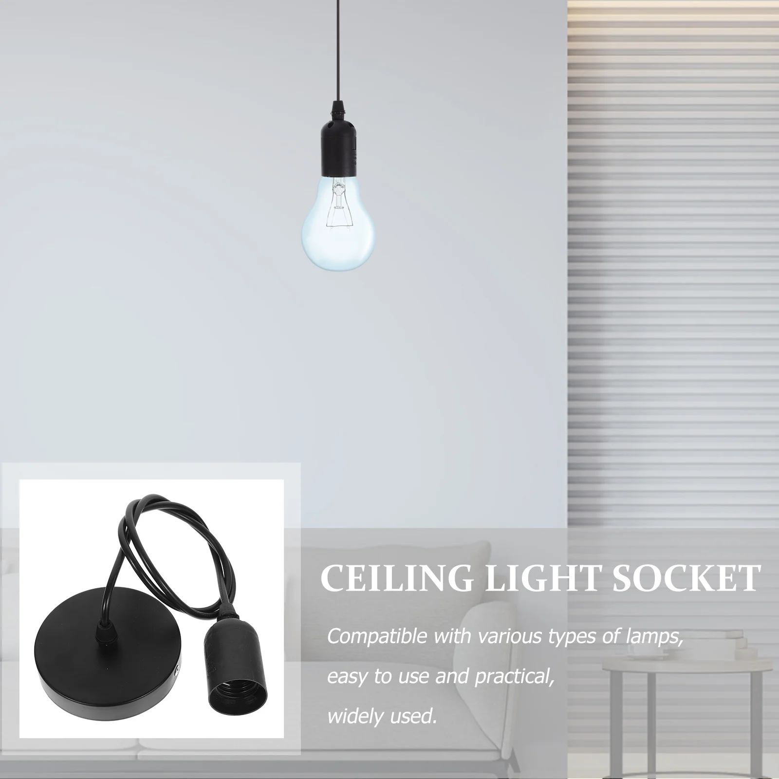 

1 Set Of Ceiling Light Socket Lamp Holder With Screw Base High Temperature Resistant Pp Iron Material Large Power For Indoor