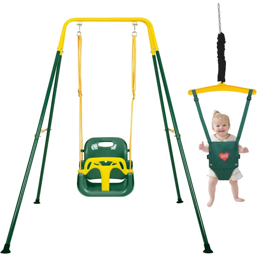 Toddler Swing Set and Baby Jumper Foldable Baby Swing Set with Metal Stand for Indoor and Outdoor Use Baby Bouncer Jumper Durab
