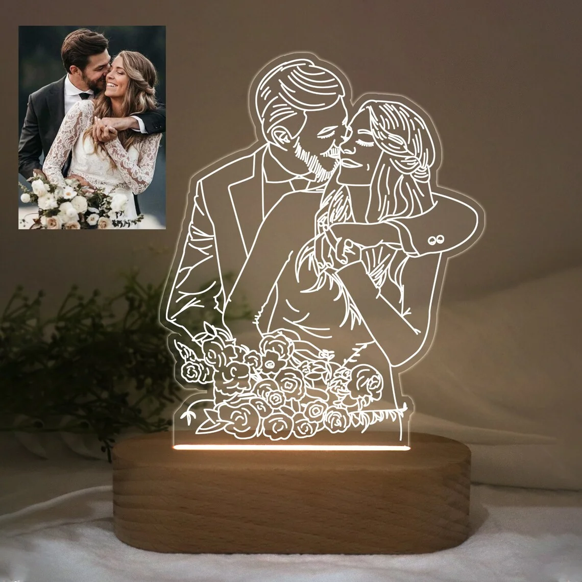 Customized 3D Photo Lamp Engraved Portrait Personalized Valentine's Day Anniversary Birthday Christmas 3D Night Light Gifts