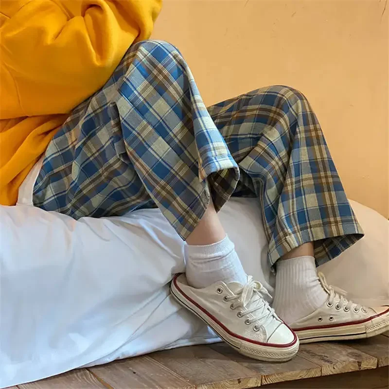 

Pants Plaid S-3XL Male/female Harajuku For Trousers Straight Summer Casual Men Hip-hop