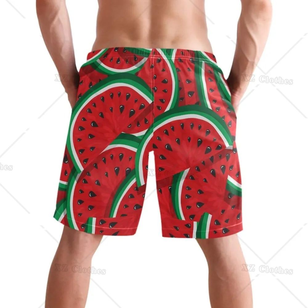 Watermelon Stylish Men's Swim Trunks Quick Dry Beachwear Sports with Pocket Running Swim Board Shorts Bathing Suits Mesh Lining