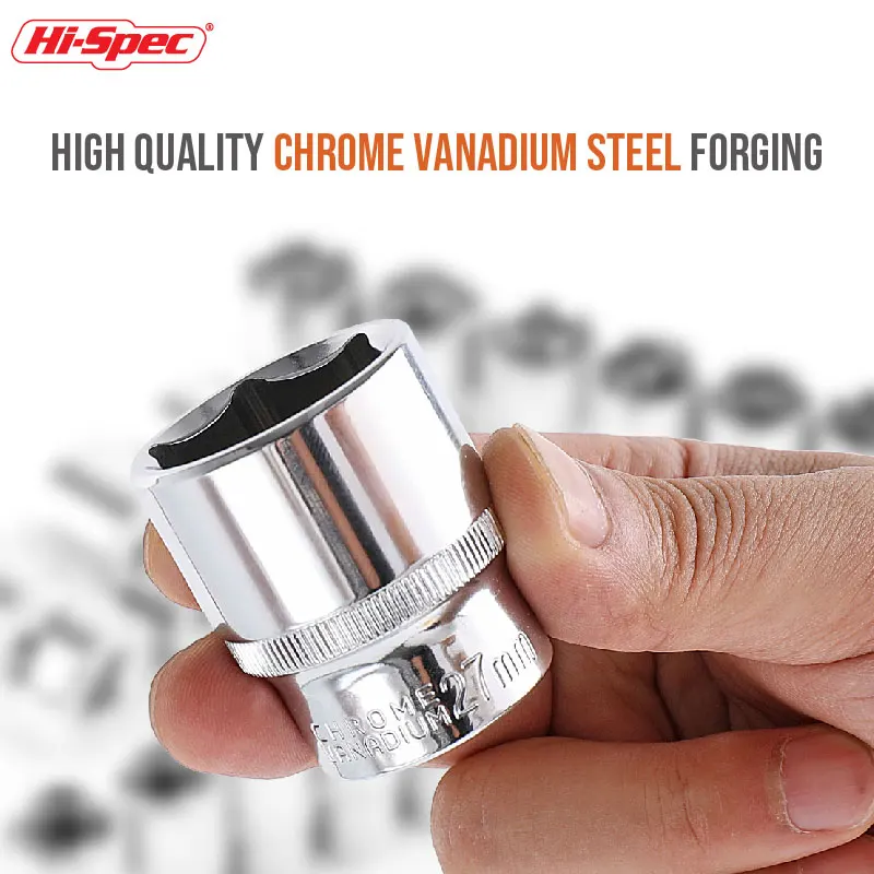 Hi-Spec 8-36mm 1/2 "Drive Set di bussole a impatto profondo CR-V Chiave a cricchetto in acciaio Prese esagonali Rimozione dado Utensili manuali Set di bussole