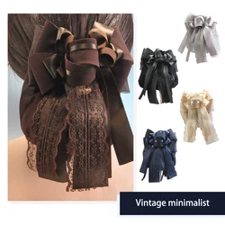 Women Hair Net Ribbon Bowknot Decor Net Hairgrip Elegant Elastic Hair Barrette Hair Styling
