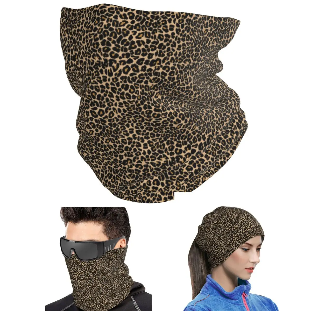Leopard Print Traditional Colours Bandana Neck Gaiter Printed Wrap Scarf Warm Headwear For Men Women Adult All Season