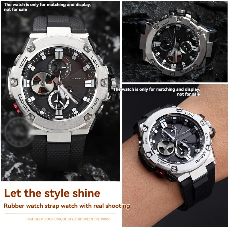 26mm 수지 실리콘 시계 밴드 – 카시오 G-SHOCK GST-210/W120L/S130L/S310 GST-B100 W300/400G 시계 액세서리용 노치 스트랩