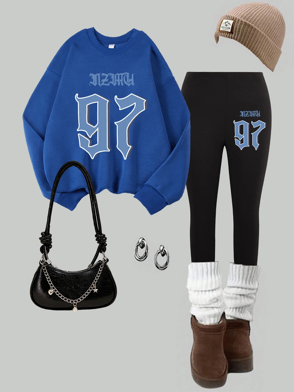 

Женские толстовки с принтом из 2 предметов с художественным персонажем 97, леггинсы, комплект, зимние теплые флисовые штаны с капюшоном, повседневная одежда для бега