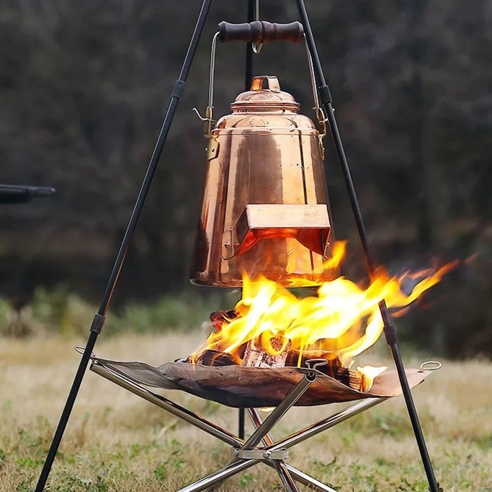 Lareira dobrável portátil fogo poços, aço inoxidável, cor prata, camping, viajando, desfrutando fogueira