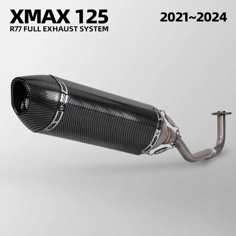 

XMAX125 Exhaust System For Yamaha XMAX125 XMAX 125 2021-2024 Motorcycle Exhaust Front link pipe Manifold R77 Muffler Scooter kit
