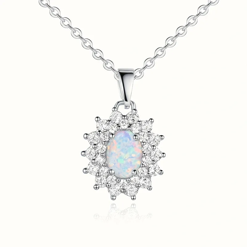 

Apexelle Dainty Jewelry Copper Necklace Inlaid With Zircon Opal Pendant Necklace Daily Wear Accessory Fine Jewelry