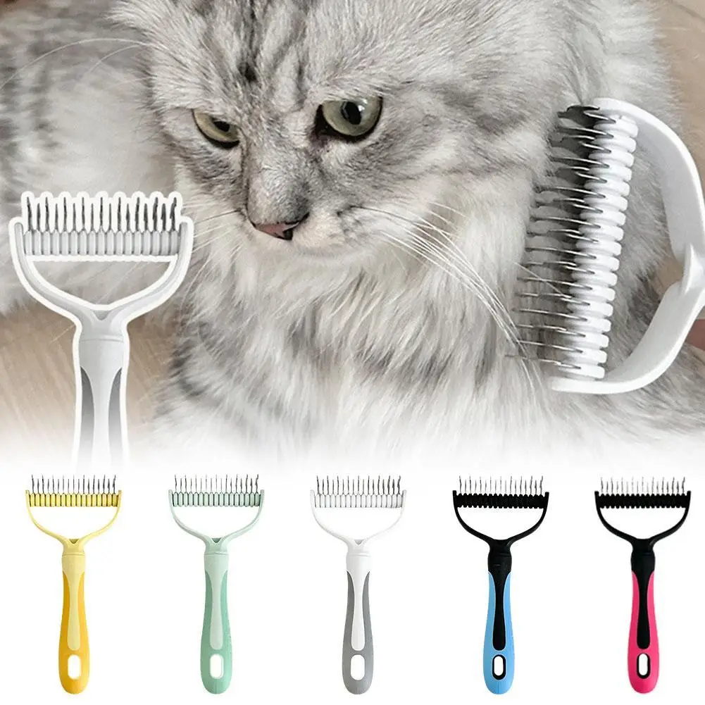 Cat Brush Double-sided Knotting Comb For Pets Removal Comb Dog Grooming Shedding Tools Double Sided Stainless Brush Pet Products