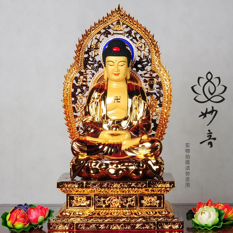 65 LARGE--OFFICE HOME efficacious figure of Buddha# Buddhism Consecrate the Buddha 24K gilding brass statue