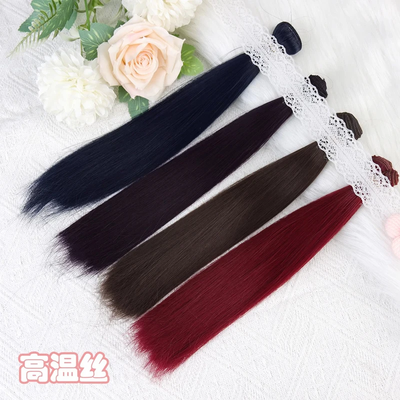 30cm long strraight doll hair Pink white brown purple color orange white color straight BJD doll Hair Treeses diy doll wigs