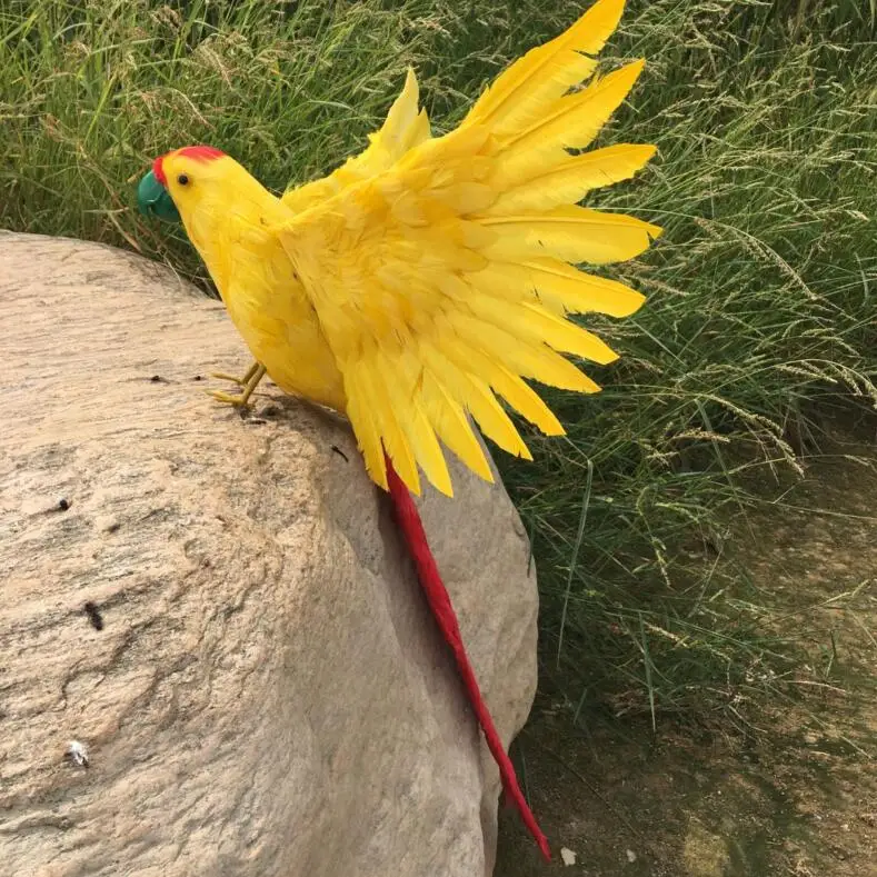 creative real life wings parrot model foam&feather yellow bird gift about 45x60cm d0207