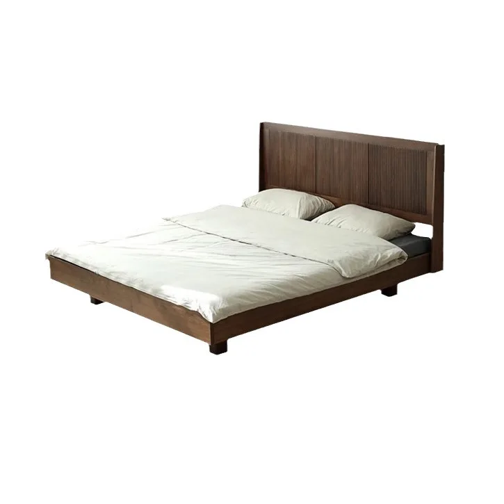 

North American black walnut bed, all solid wood suspended French retro double bed