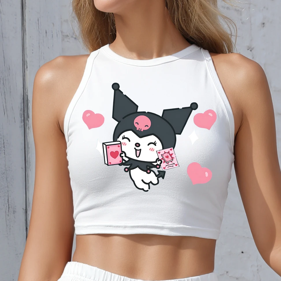 

CUTE TOPS adorable off shoulder crop top for women summer parties shoujo style KUROMI