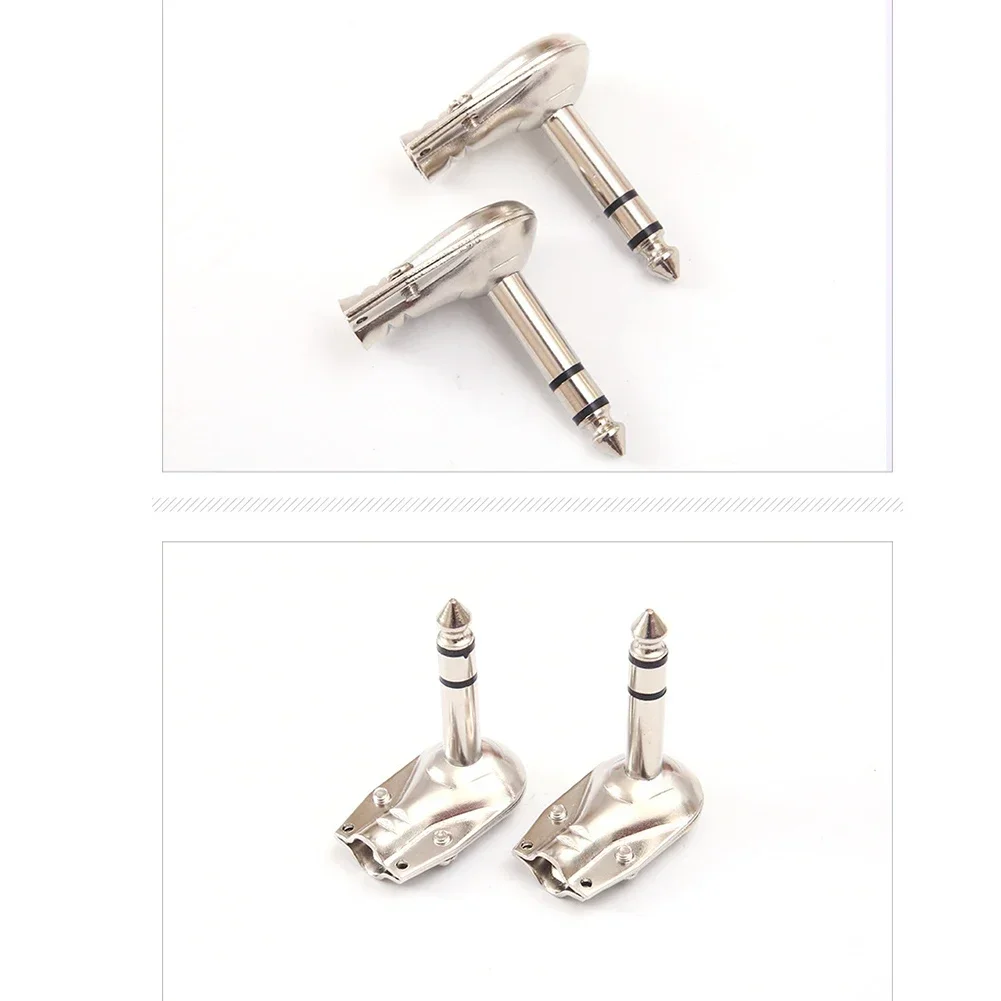 for Microphones and Mixer Connections 4 Pack Flat Male Connectors for 6 35mm Stereo TRS Right Angle Guitar Plugs