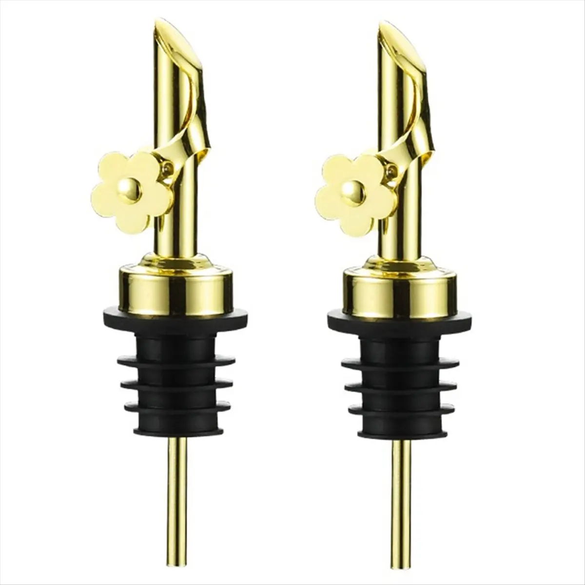 AA83 2Pack Stainless Steel Oil Pour Spouts, Replacement Bottle Pourers Oil Spout Liquor Pourers Auto Flip Feature Gold