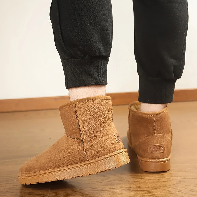 الكلاسيكية زوجين الجلد المدبوغ الثلوج أحذية رجل كبير الحجم 47 الانزلاق على أفخم الأحذية الدافئة الرجال الشتاء الأحذية منصة عدم الانزلاق الرجال حذاء من الجلد #3