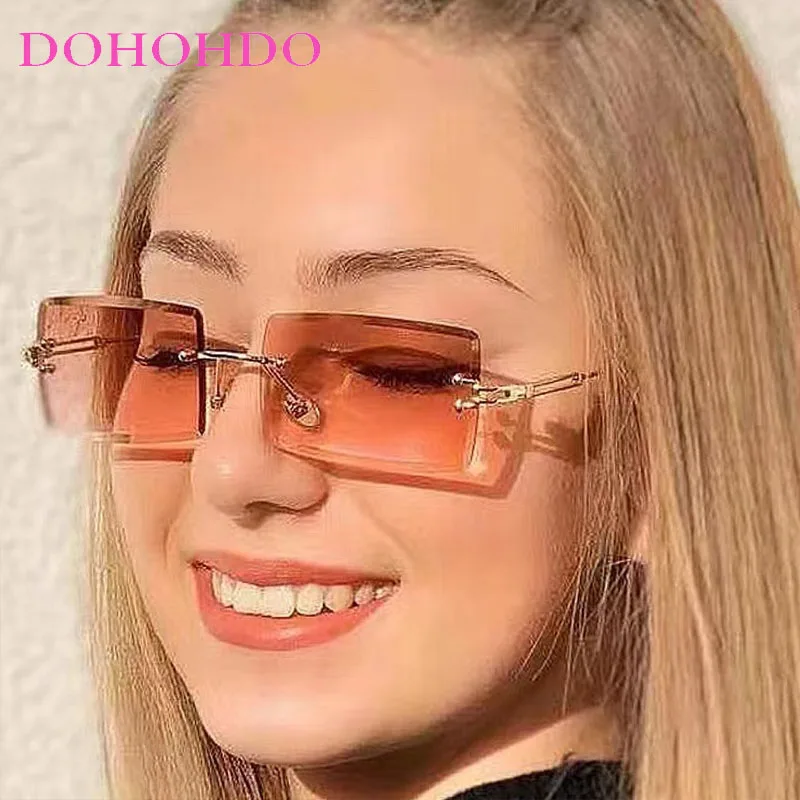 

Trendy Punk Rimless Square Metal Women Sunglasses Brand Luxury Design Men Sunglass Outdoor Driving Travel Eyewear UV400 Lentes