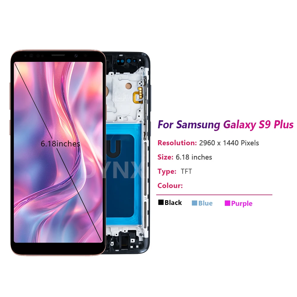 S9+ Super AMOLED Display Screen For Samsung Galaxy S9 Plus G965F G9650 LCD Display Digital Touch Screen With Frame Assembly Part