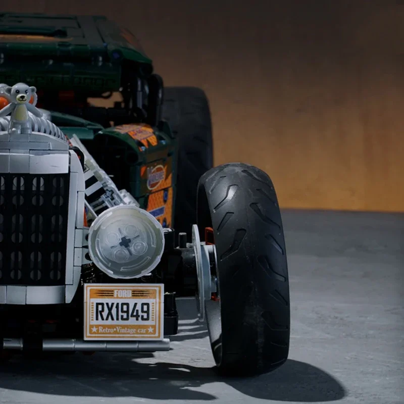 2618 Uds. Técnico Ford Hot Rod 1949 modelo de coche Retro bloques de construcción vehículo modificado montar ladrillos juguetes regalos de cumpleaños para niño