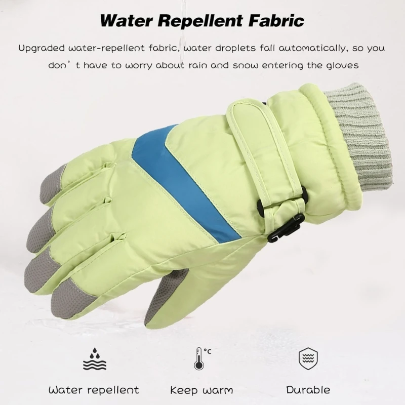 Guantes Térmicos de lana para niños, manoplas impermeables a prueba de viento para bebés, de dedo completo para niños de 4 a 7 años, guantes de