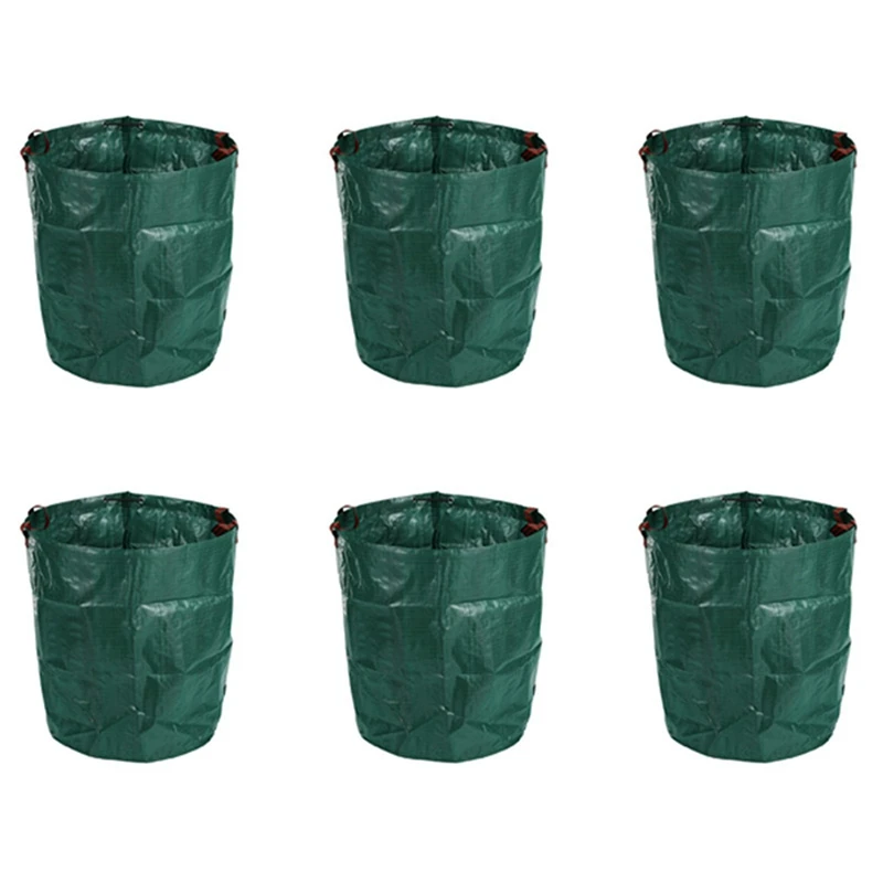 

6X 270L Garden Waste Bag Large Strong Waterproof Heavy Duty Reusable Foldable Rubbish Grass Sack