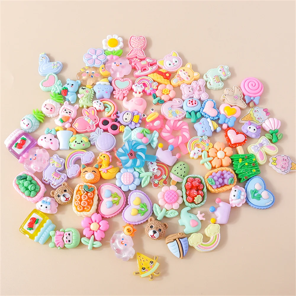 Leslie Random 10/20/30pcs Mixed Resin Food Flower Animal Nail Art Phone Case Hairpin Fridge Handmade DIY Charms Accessory