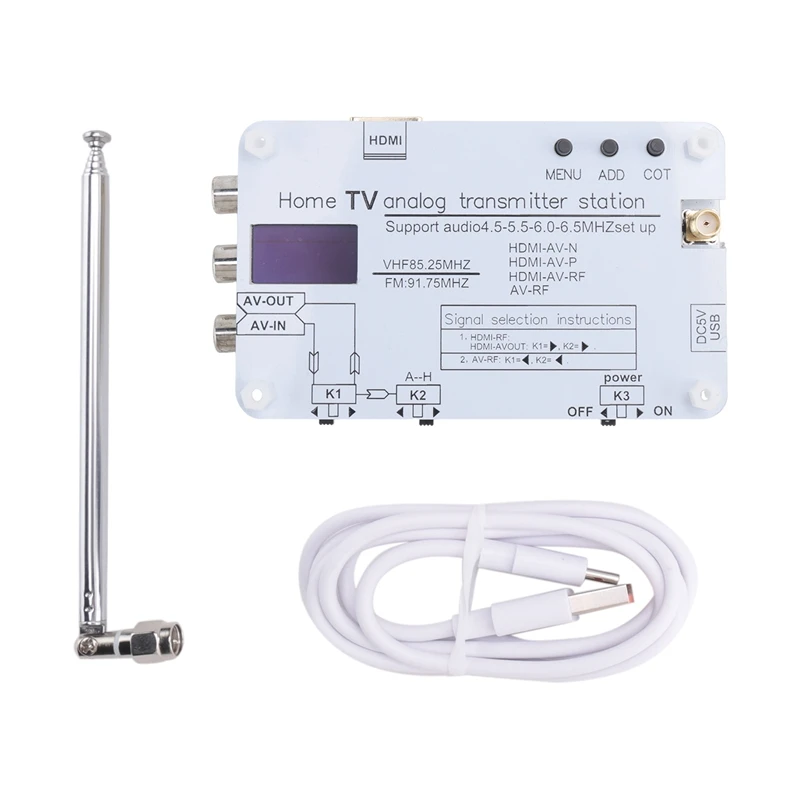 White Analog TV Signal Transmitter Home Analog TV Transmitter With OLED Display For Global Tvs