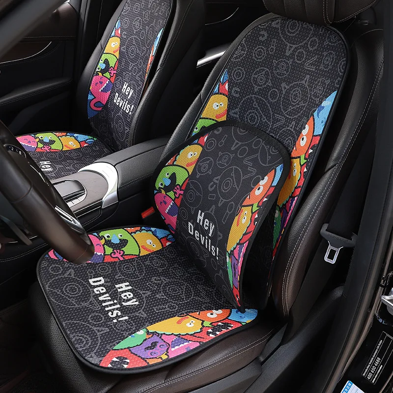 Car Seat Cushion Cartoon Single-piece Breathable Seat Cushion Creative Butt Cushion Four-season Universal Rear Seat Silk Cushion