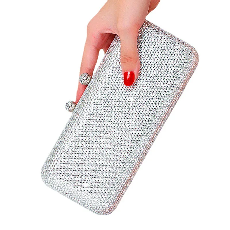 

2024 Italy's latest design elegant luxury ladies wedding party dinner gift Crystal gold silver diamond evening clutch bag