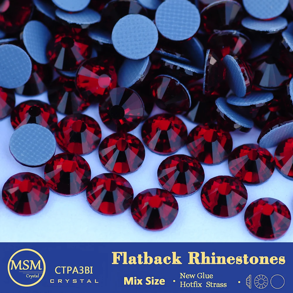 Glass Crystal Stone Strass Iron On Hotfix Rhinestones Dark Siam Flat Back All Sizes Crafts Dress Design for Garment Dress