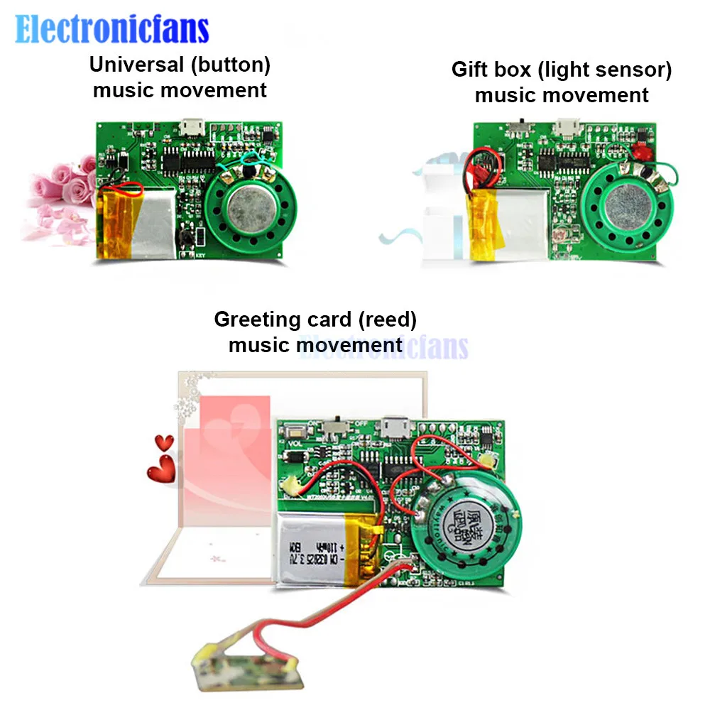 Controllo chiave sensibile fotosensibile scheda lettore di biglietti di auguri USB 8M MP3 biglietto di auguri musicale modulo Audio PCB scaricabile