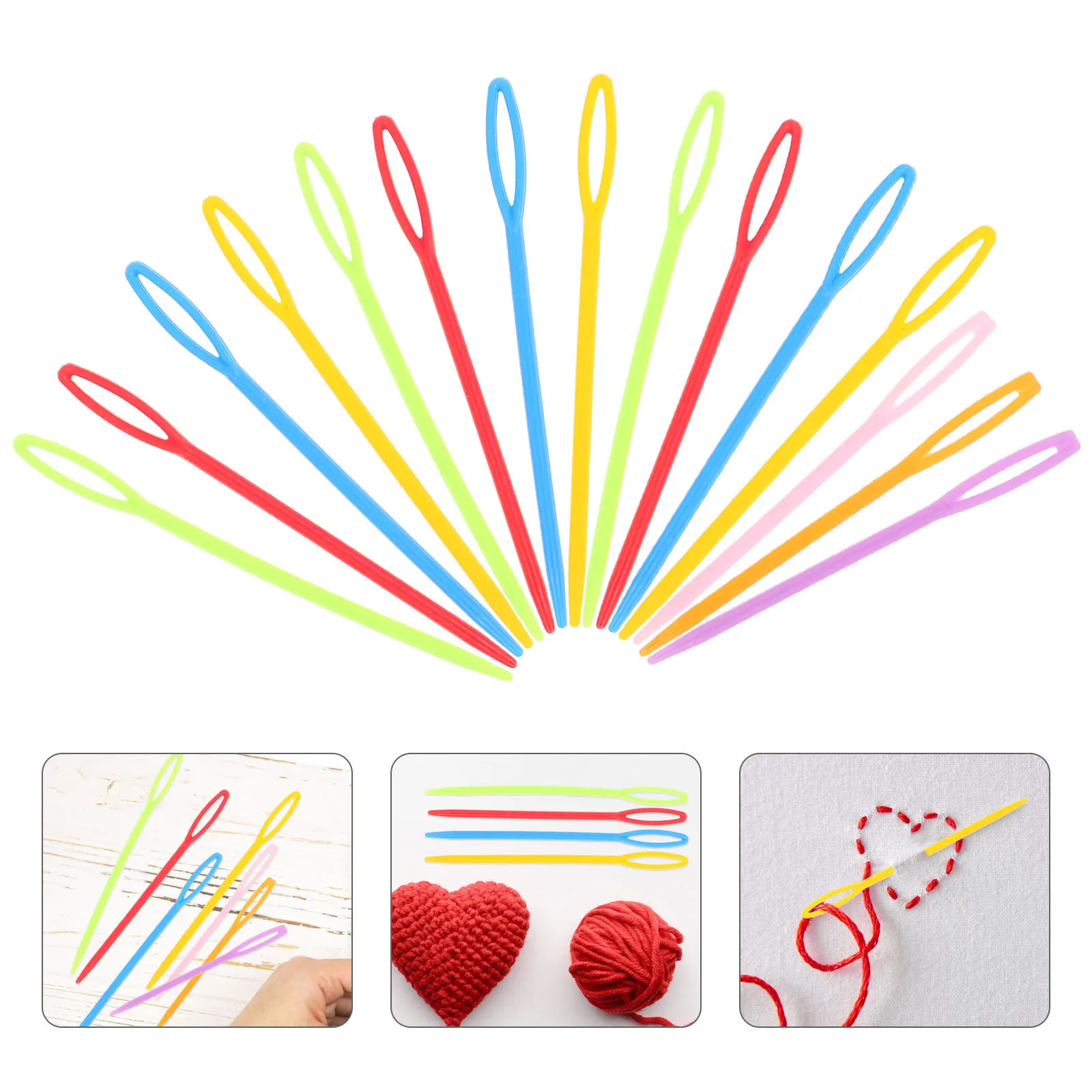 

40Pcs Sewing Needles for 7Cm 9Cm Large Eye Plastic Safe Craft Needlework Weaving Activities Plastic Needles