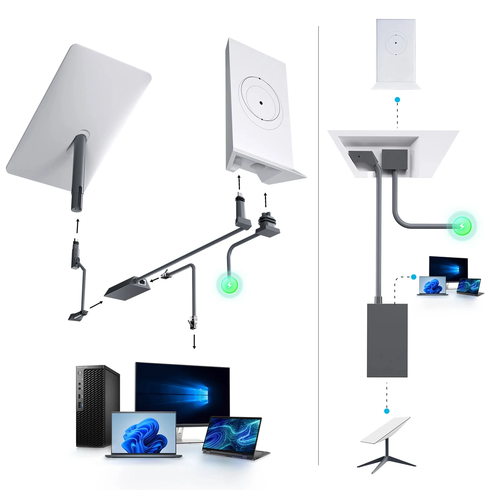 Starlink Gen2 Ethernet Adapter V2, Dish Antenna Satellite Network Powerline Kit