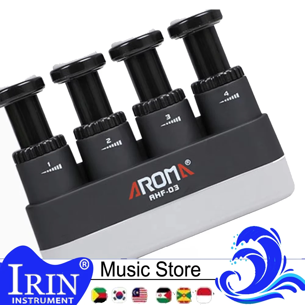 Aroma Hand Finger Exerciser Medium Tension Hand Grip Trainer Professional Design for Guitar Bass Piano Black
