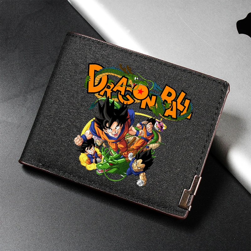 Dragon Ball Men Square Shaped Wallet Anime Character Printed Denim Money Clip Stylish Portable Multi Function Card Holder Gifts