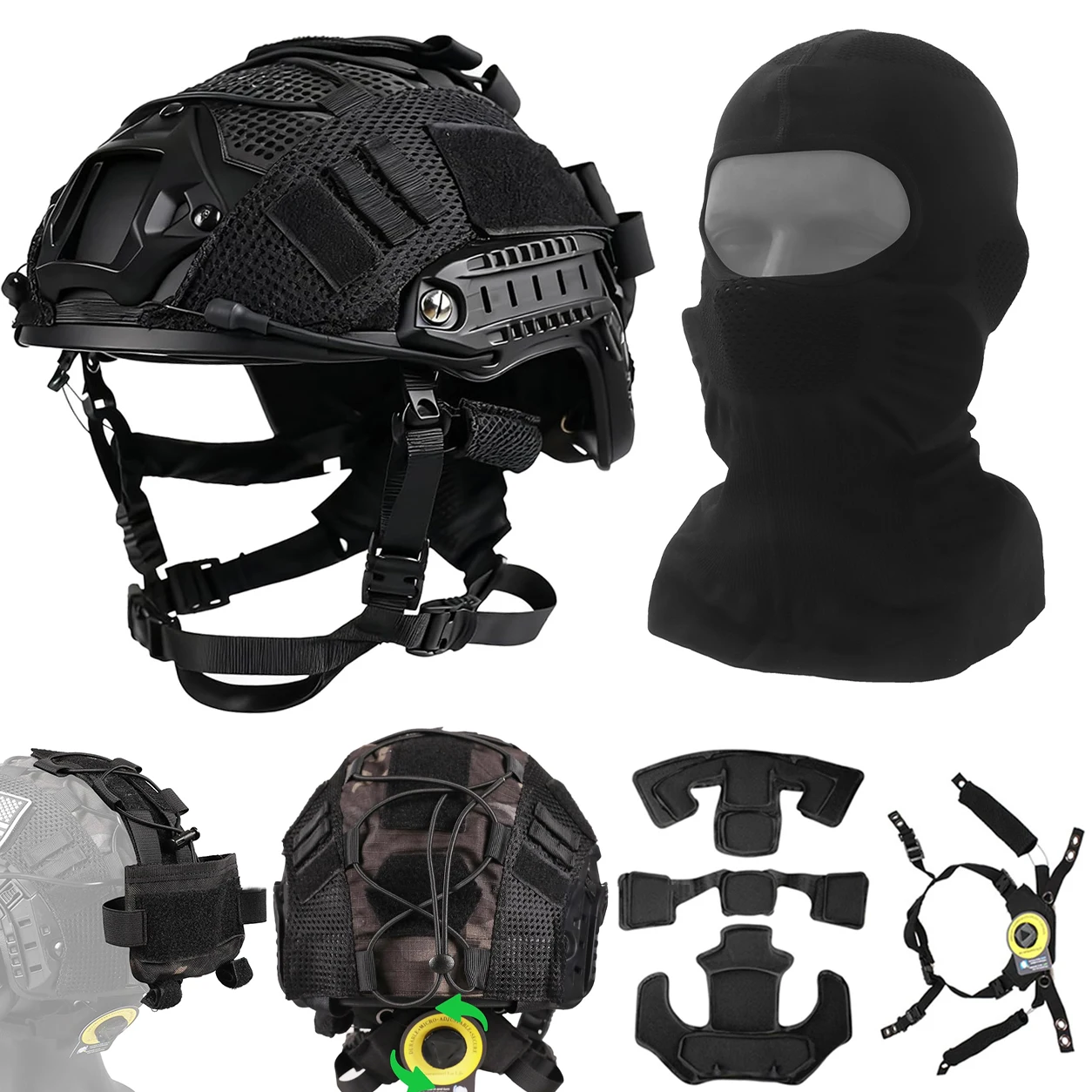 

Airsoft Helmet and Mask Set Tactical Paintball Helmet and Balaclava Steel Mesh Mask