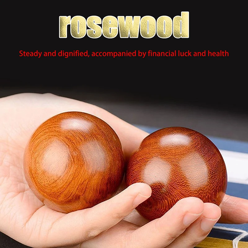 New Rosewood Baoding Balls New Chinese Hand Exercise Massage Stress Balls Antique Wooden Health Therapy For Rehabilitation Desk view 3