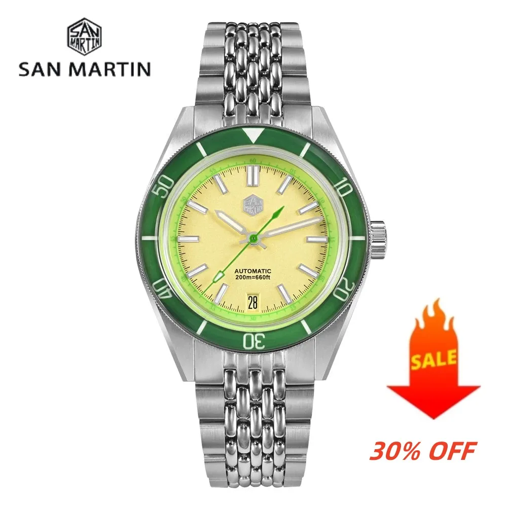 San Martin 39.5mm Summer Dive Watch Fashion Fun Fruit Series Men Sports Watches NH35 Automatic Mechanical 20 ATM SN0116 Reloj