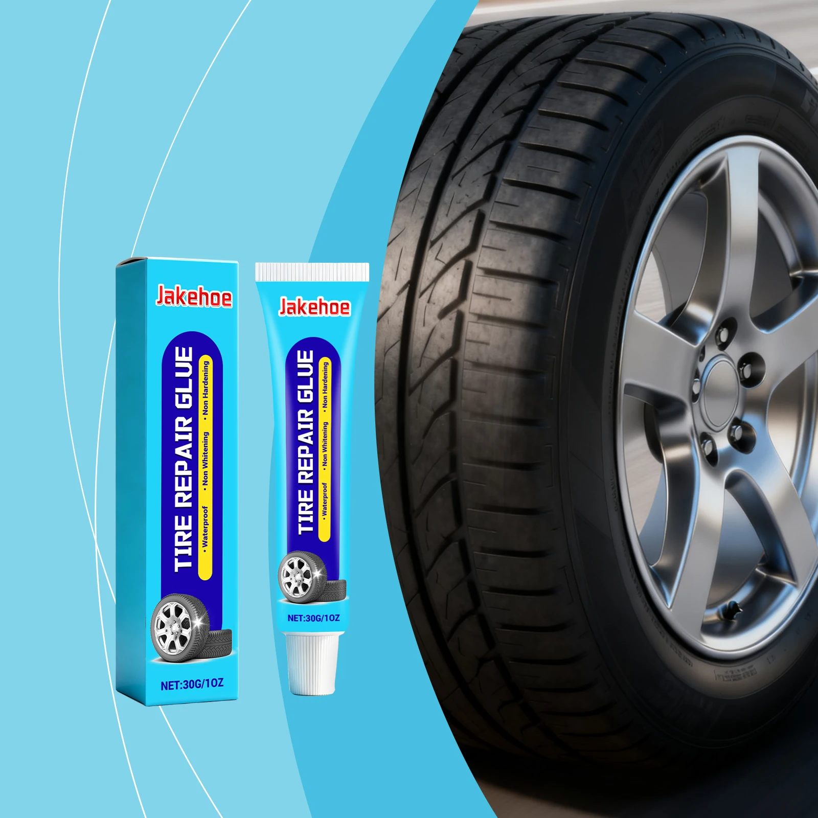 

Tire Leak Repair Glue-Daily Car Outer Tire Care Mends Perforations Fixes Breaks Cracks Restores Air Tightness Strengthens Rubber