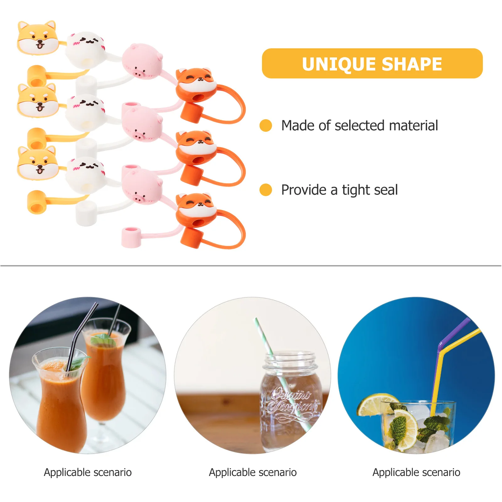 

12pcs Silicone Tips Covers Reusable Drinking Straw Caps Dust Plug Splash Proof Straw Protectors For Office School Travel Camping