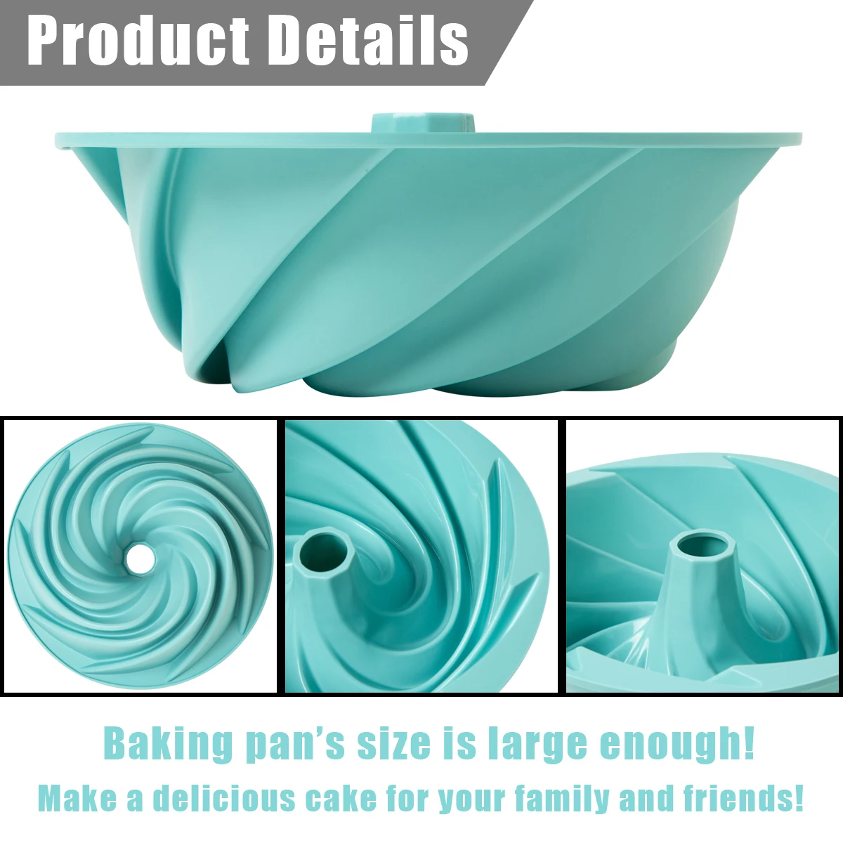 Silicone Fluted Pans, 2PCS Non-stick Baking Molds, Perfect Bakeware for Cake, Jello, Gelatin, Bread, Para Gelatinas, 9.5 Inch